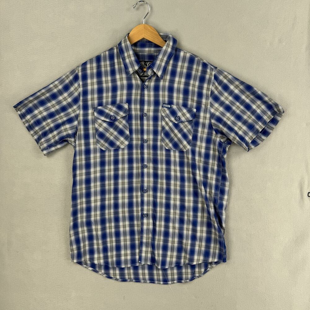 Dixxon Flannel Co Shirt Mens Large Blue Venice Plaid Short Sleeve Button Up
